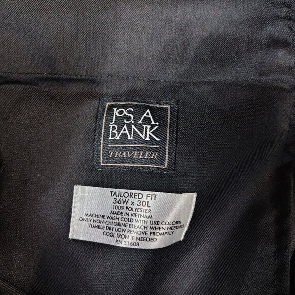 Jos. A. Bank Traveler Dress Pants Men 36Wx30L Black Tailored Fit Flat Front NWT - Picture 4 of 12